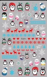 Christmas Penquins Holiday Nail Stickers - Picture 1 of 7