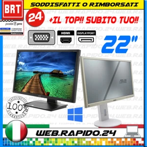 PC MONITOR SCHERMO LCD 22" (DELL,HP) OTTIMO VGA DVI DISPLAY DESKTOP FHD 24 23 - Zdjęcie 1 z 8