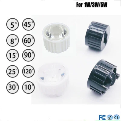 Lente LED 10pcs 1W 3W 5W 20MM PMMA com suporte 5 8 10 15 25 30 45 60 90 120 graus - Imagem 1 de 4