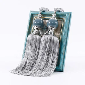 2x Curtain Tie Backs Tassel Rope Ball Tiebacks Window Modern Home Decor Vintage - Picture 1 of 14
