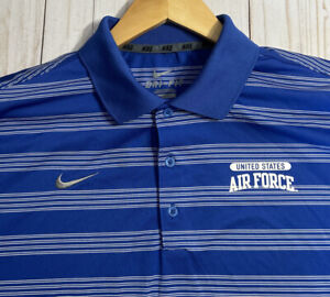 Nike Dri Fit Air Force Blue Short Sleeve Golf Polo Shirt Size Med ⛳️🛫