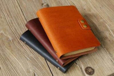 Brown Black full grain vegetable tanned leather A5 binder journal planner diary - Image 1 of 4
