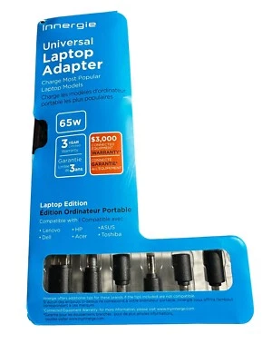 Adaptador universal para computadora portátil Innergie 65 vatios negro protección protectora interna Foto 1 de 3