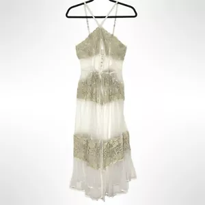 Free People abito intimamente trasparente donna XS bianco ricamato spalline aperto trasparente - Foto 1 di 13