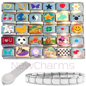 Set of 30 Italian Charms as Pictured with Charm Tool and Starter Bracelet MIX107 - Picture 1 of 2