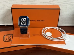 Apple Watch Hemes Ultra 2 Natural Titanium 49mm with Bleu Nuit En Mer Band - Zdjęcie 1 z 12