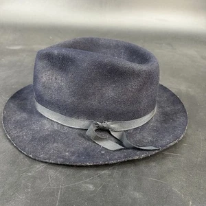 Vintage Columbia Navy Wool Made in USA Fedora Hat Open Road River 7 3/8 - Bild 1 von 9