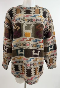 Peruvian Connection 100% Alpaca Oversized Crew Neck Chunky Knit Sweater Sz L - Picture 1 of 4