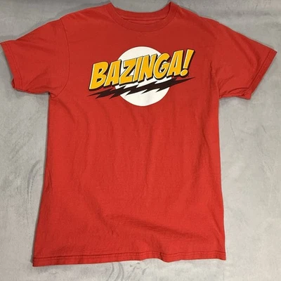 The Big Bang Theory T-Shirt Adult Size M Red Cotton BAZINGA! Graphic - Image 1 of 4