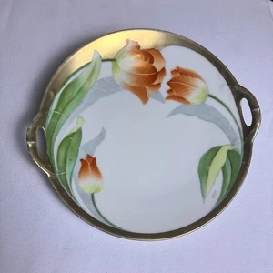 Plat rond ancien en porcelaine 9" double anses PT Tirschenreuth Bavière - Photo 1/6