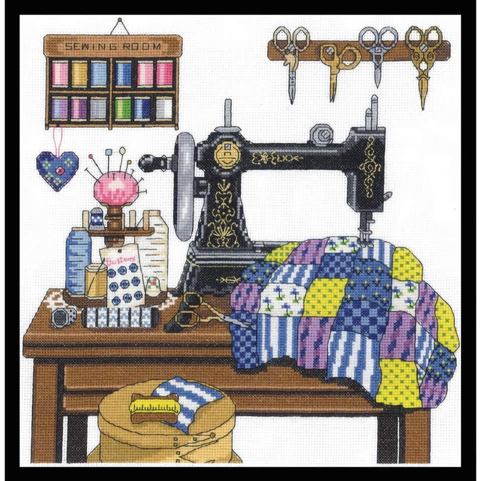 Janlynn 14 Count Antique Sewing Room Cross Stitch Kit 12 by 12in