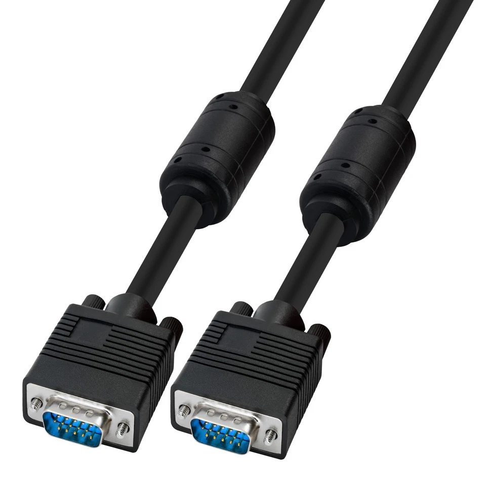 20m S-VGA Kabel Monitor VGA Anschlusskabel schwarz Ferritkern geschirmt - Bild 1 von 4