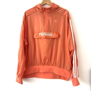 Adidas Fiorucci Jacket Size 10/12 Orange Hooded Windbreaker Side Slits Pocket - Picture 1 of 11