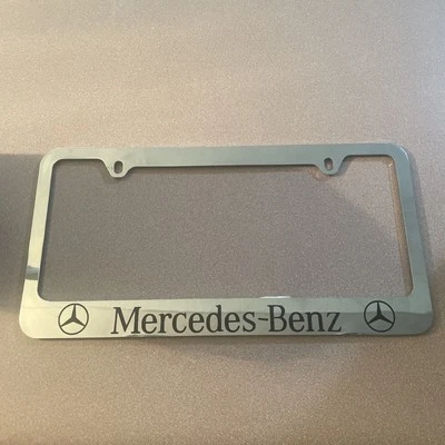 Mercedes-Benz Genuine Polished Stainless Steel License Plate Frame – Fits C E G - Image 1 of 4