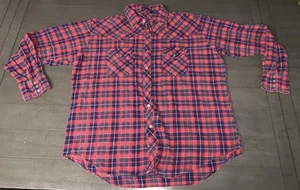 A2 VTG RETRO FIT MENS XL PEARL SNAP BUTTON LARIAT RED BLUE PLAID WESTERN SHIRT - Picture 1 of 24