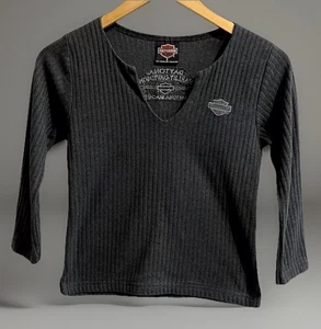Camiseta acanalada Harley Davidson manga 3/4 gris oscuro Daytona Beach FL hecha en EE. UU. - talla S - Imagen 1 de 8
