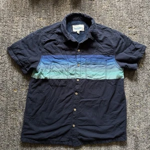 California Cowboy Herren M High Water Hemd Frottee gefüttert Hawaii blau gestreift - Bild 1 von 12