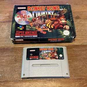 Donkey Kong Country (Nintendo SNES, 1994) en caja, sin inserto ni manual - Imagen 1 de 8