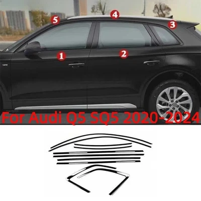 10PCS Black Titanium Windows Sill Molding Strip Trim For Audi Q5 SQ5 2020-2024  - Imagem 1 de 4