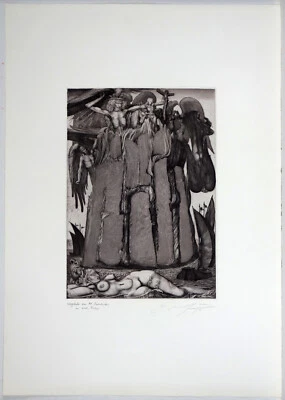 Ernst Fuchs. Das Gefängnis des Ikarus 1975, Radierung - Bild 1 von 4
