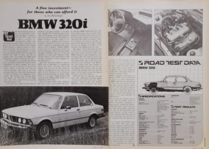BMW 320i Automobile 1978 3pg Test Stampa Articolo - Foto 1 di 1