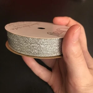 Offray Craft Ribbon - 5/8 in x 12 ft - Metallic Silver - Picture 1 of 3