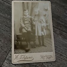 Antique Cabinet Card 1897 Brother Sister Sepia Photograph Gardner, Massachusetts