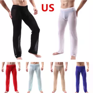 Pantaloni uomo a rete larghi trasparenti comodi casual morbidi pigiama - Foto 1 di 43