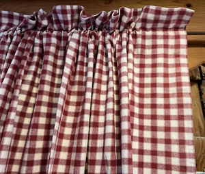 2 EUC Waverly rot/creme kariert Country "homespun"-Stil Baumwolle 51"Bx81"L Vorhänge - Bild 1 von 9