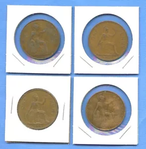 Lot of 4 English One Penny 1916, 1922, 1940, 1961 Great Britain #53 England UK - Picture 1 of 3