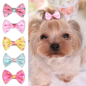 5Pcs Hair Bows For Cute Small Dog Cat Pet Puppy Bowknots DIY Grooming Accessory - Picture 1 of 14