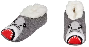 Northeast Outfitters Boys/Girls Cozy Cabin Shark Slipper Socks, Grey, Small - Picture 1 of 3