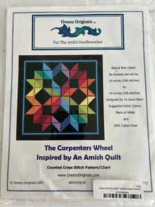 Geometric Carpenters Wheel Inspired by Amish Quilt Counted Cross Stitch PATTERN - Picture 1 of 6