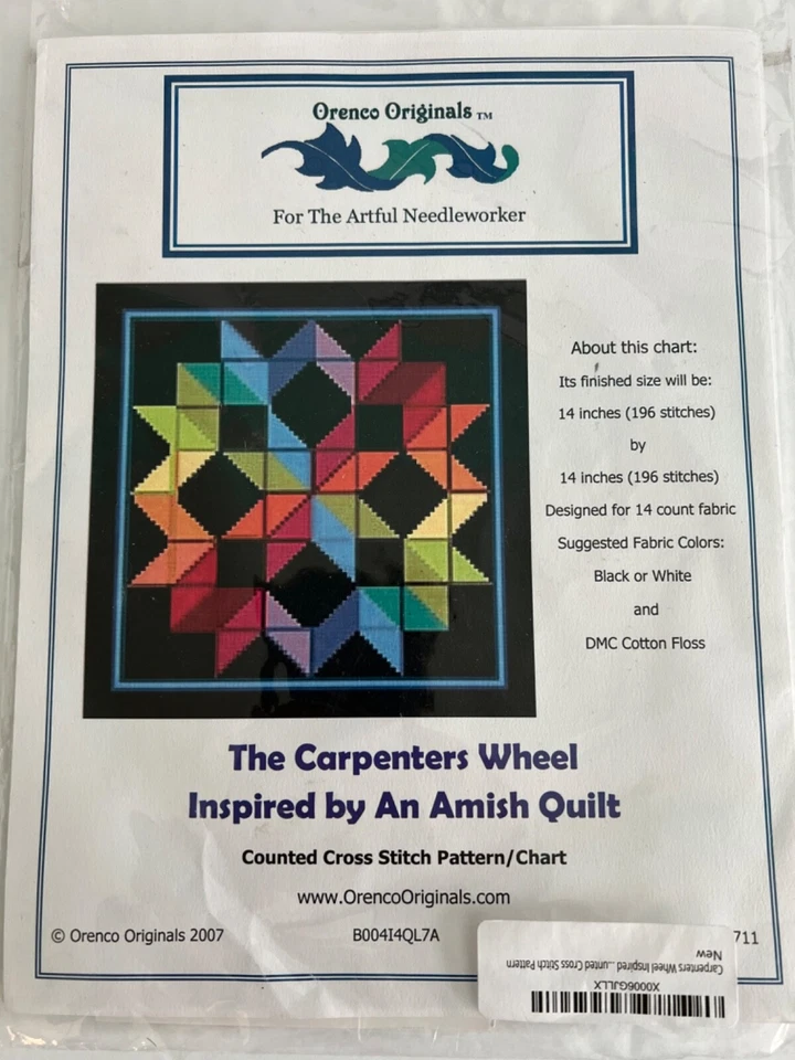 PATTERN Geometric Carpenters Wheel Counted Cross Stitch Inspired by Amish Quilt - Image 1 of 4