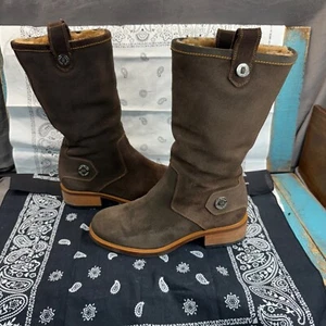 Cole Haan Country Suede Leather Boots 7.5 waterproof Sheerling lined mid calf - Picture 1 of 7