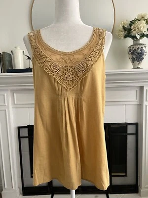 Top sin mangas de lino/rayón para mujer talla L encaje Spense dorado Foto 1 de 4