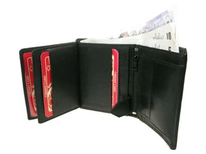 Mens Trifold Leather Wallet 861 - Picture 1 of 3