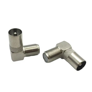2x Right Angle 90 Degree F Connector Female to Coax TV Male Aerial Adapter Plug - Picture 1 of 5