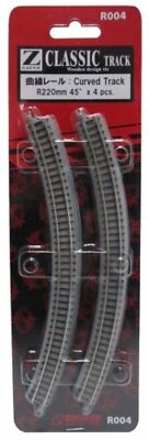 Rokuhan Z Scale 1/220 Scale R004 R220mm 45dig Curved Track 4 pcs  w/Tracking# - Image 1 of 3