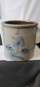 Antique 3 Gallon Stoneware Crock Floral Pattern - Picture 1 of 12