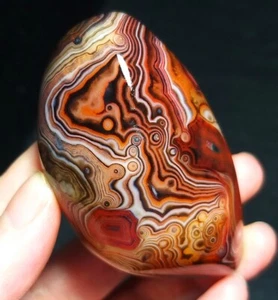 TOP 85G Natural Polished Silk Banded Lace Agate Crystal Stone Madagascar QA156 - Picture 1 of 15