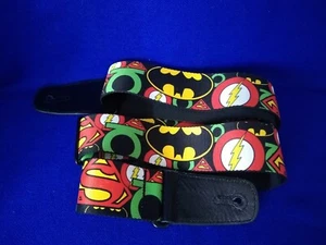 OneMarvel Comics 4 Characters Black Buckle-down Adjustable Nylon Guitar Strap 2" - Picture 1 of 6