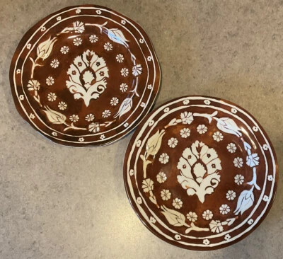 ANTHROPOLOGIE :: Set/2 IRENE “Arabesque” RED 8 1/4” SIDE PLATES Relief Design - Image 1 of 4