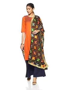 Dupatta estampado de mezcla de seda para mujer para fiesta y fiesta lentejuelas negras trabajo - Imagen 1 de 1