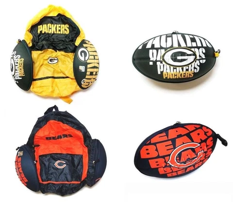 NFL 2-in-1 Football Convertible Backpack Bag: Chicago Bears, Green Bay Packers Cover