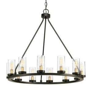Progress Lighting Hartwell 26.63" 12-Light Antique Bronze Dining Room Chandelier - Picture 1 of 6