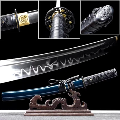 Cuchillo exterior katana espada Wakizashi japonesa acero templado T10 arcilla muy afilado Foto 1 de 4