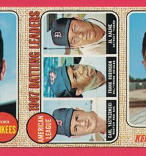 UNCUT PANEL 3) YASTRZEMSKI ROBINSON KALINE 1968 TOPPS #2 BLANK BACK ERROR *TPHLC