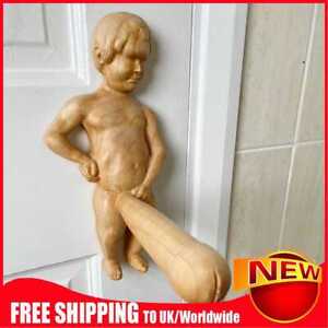 Creative Toilet Paper Roll Holder Statue Funny Decorative Wood Boy Shape Stand