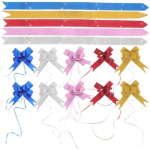 100pcs Glitter Pull Bows Gift Knot Ribbons String Bows for Gift Wrapping Flower - Picture 1 of 12
